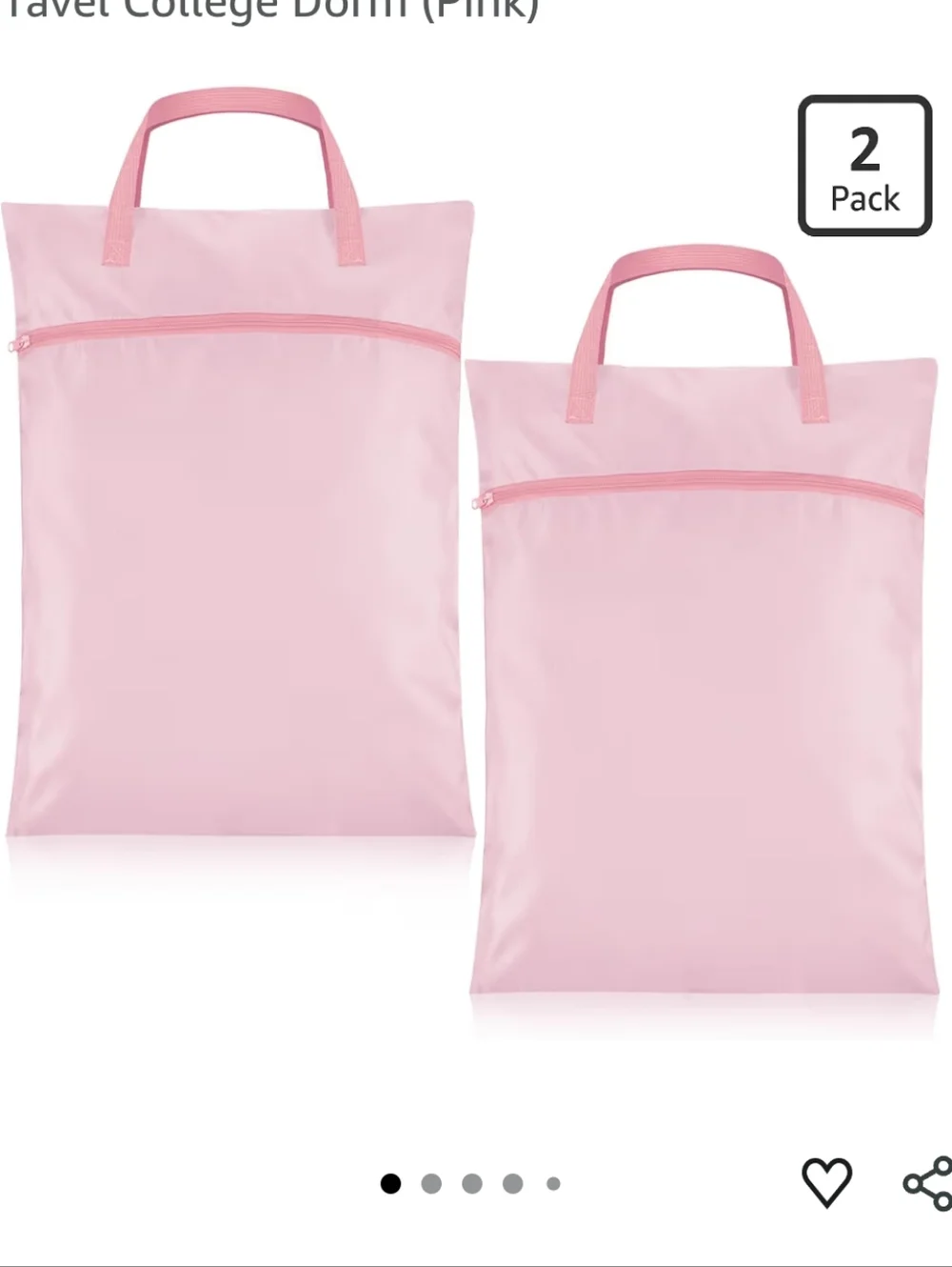Pink Waterproof Reusable Wet Bag - 2 Pack
